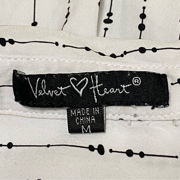 Velvet Heart White Black Striped Dots Button Down Shirt Size Medium - Picture 4 of 7